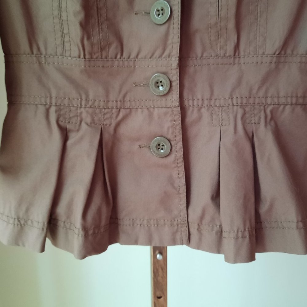 Calvin Klein Jeans brown jacket sz S with pleats at the waist and wrist - Picture 3 of 10